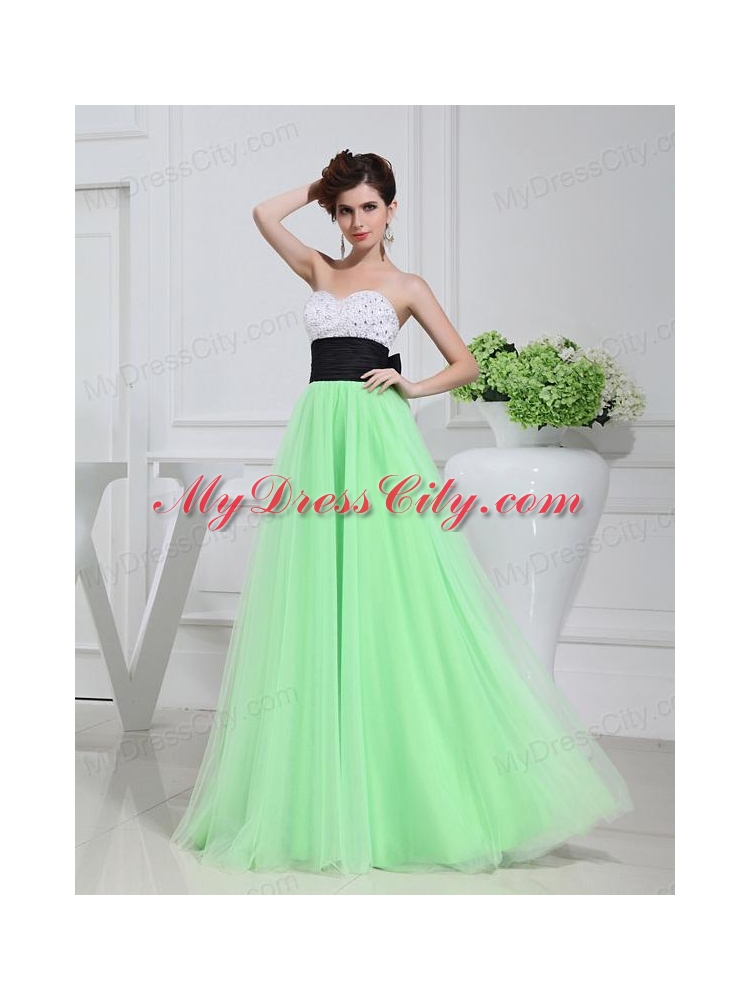 Apple Green Sweetheart Floor-length Sequins Apple Green Prom Dress