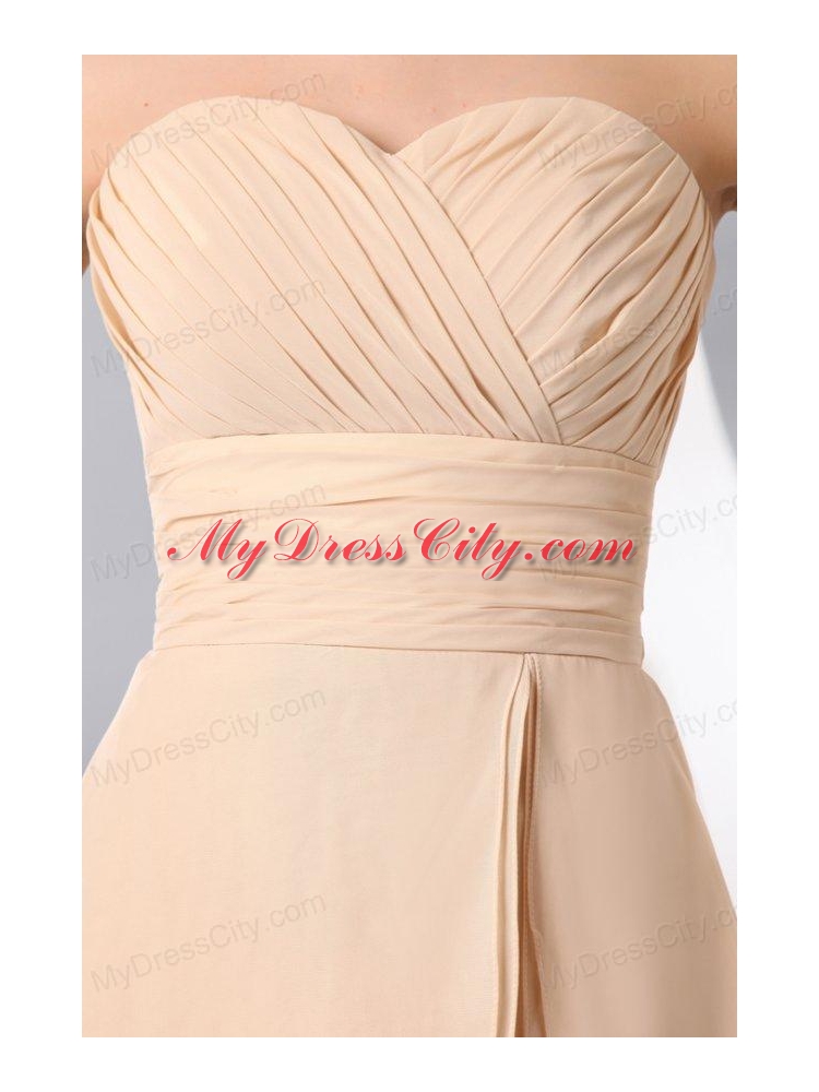 Champagne Sweetheart Knee-length Chiffon Prom Dress with Ruche