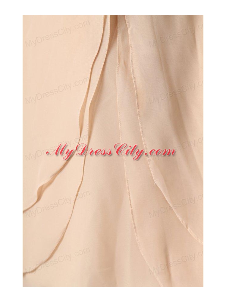 Champagne Sweetheart Knee-length Chiffon Prom Dress with Ruche