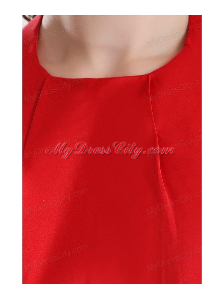 Simple Empire Halter Chiffon Red Brush Train Prom Dress