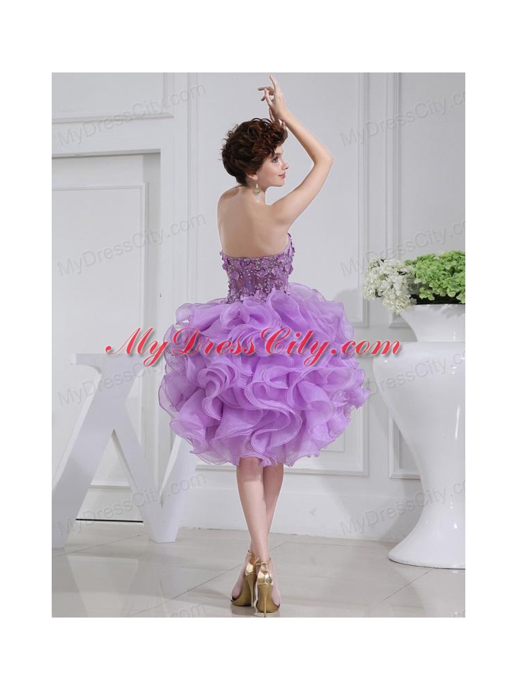 Ball Gown Sweetheart  Hand Made Flower and Applique Organza Prom Dress