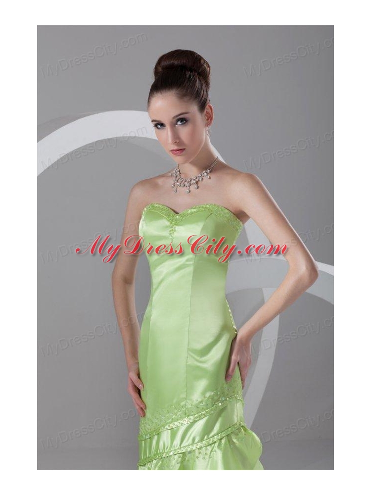 Column Sweetheart High-low Taffeta Beading Spring Green Prom Dress