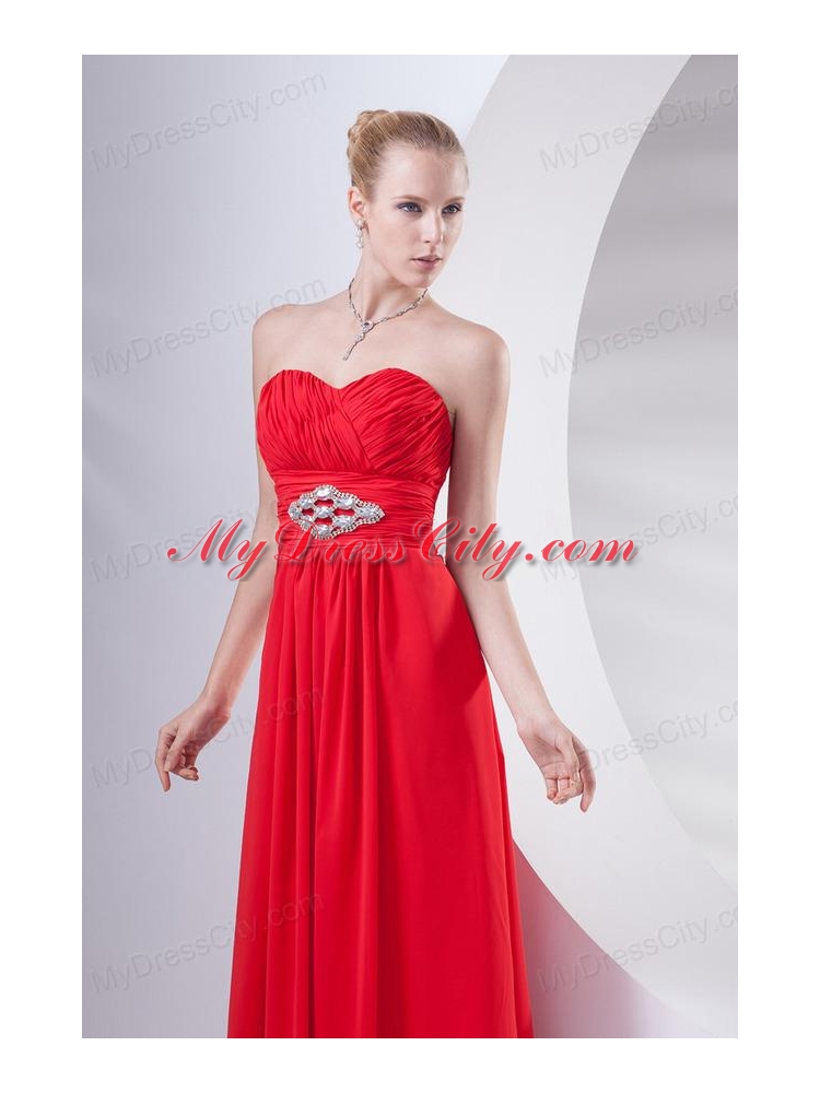 Empire Wine Red Sweetheart Beading Prom Dress with Chiffon