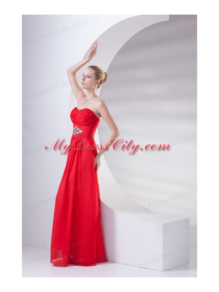 Empire Wine Red Sweetheart Beading Prom Dress with Chiffon