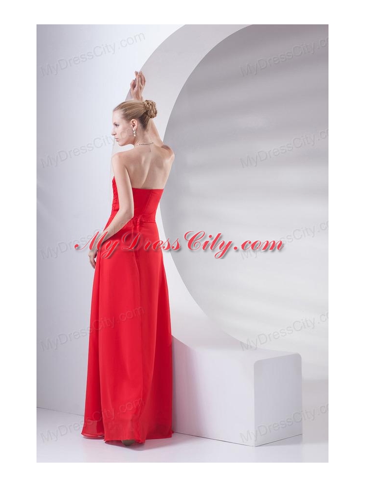 Empire Wine Red Sweetheart Beading Prom Dress with Chiffon