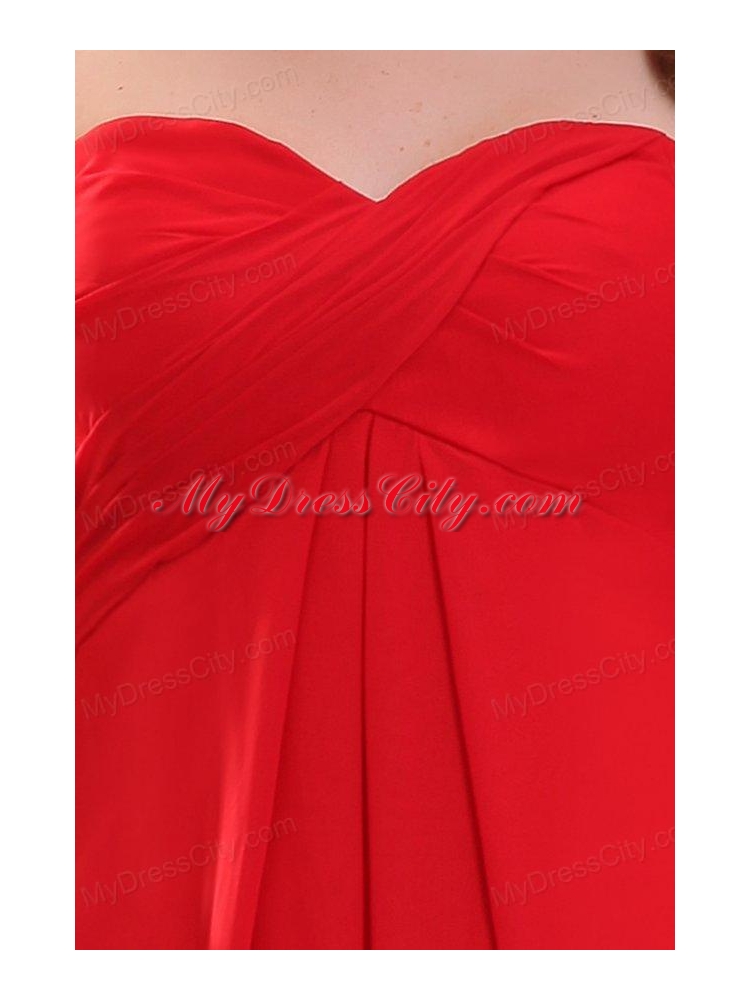 Simple Empire Sweetheart Floor-length Chiffon Ruching Red Prom Dress