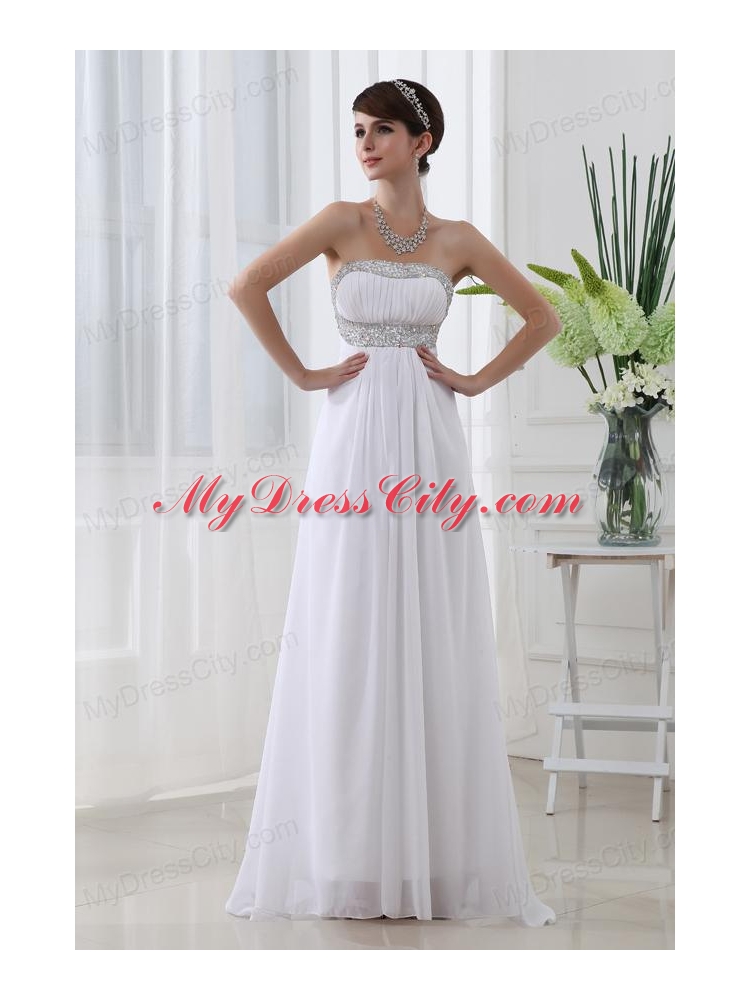 Strapless Beading and Ruching Backless Prom Dress