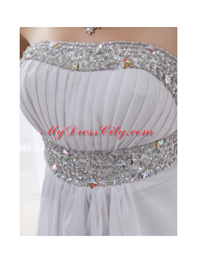 Strapless Beading and Ruching Backless Prom Dress