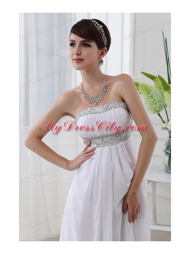 Strapless Beading and Ruching Backless Prom Dress