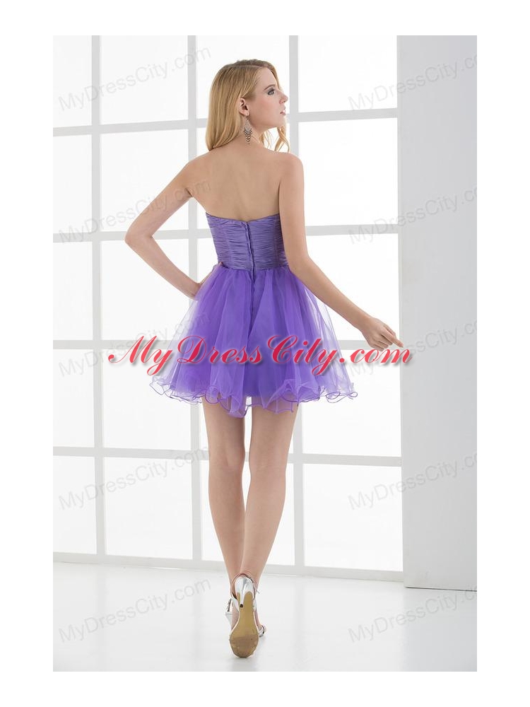 A-line Strapless Sleeveless Beading and Ruching Prom Dress