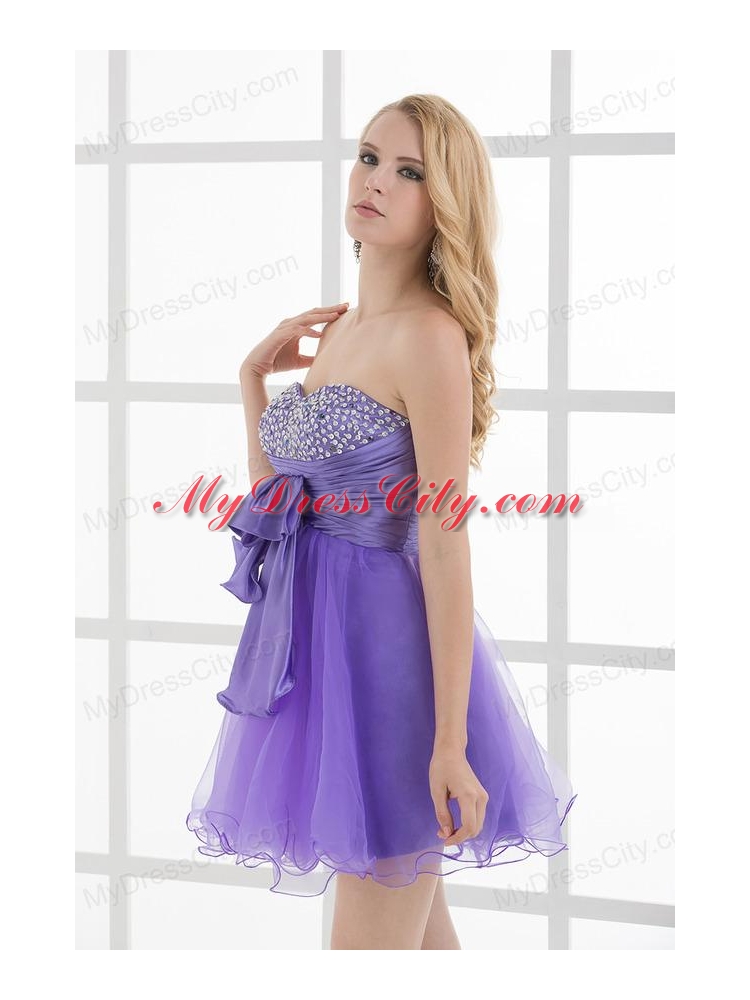 A-line Strapless Sleeveless Beading and Ruching Prom Dress