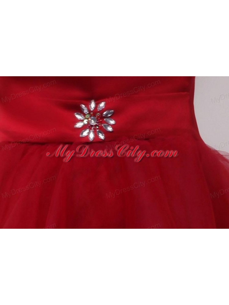 A-line Wine Red Sweetheart Beading Knee-length Prom Dress