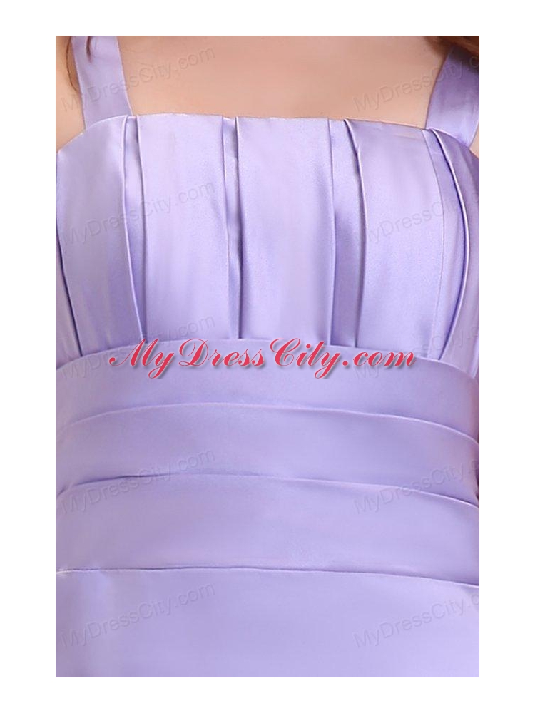 Cheap Lavender Column Straps Ruching Taffeta Floor-length Prom Dress