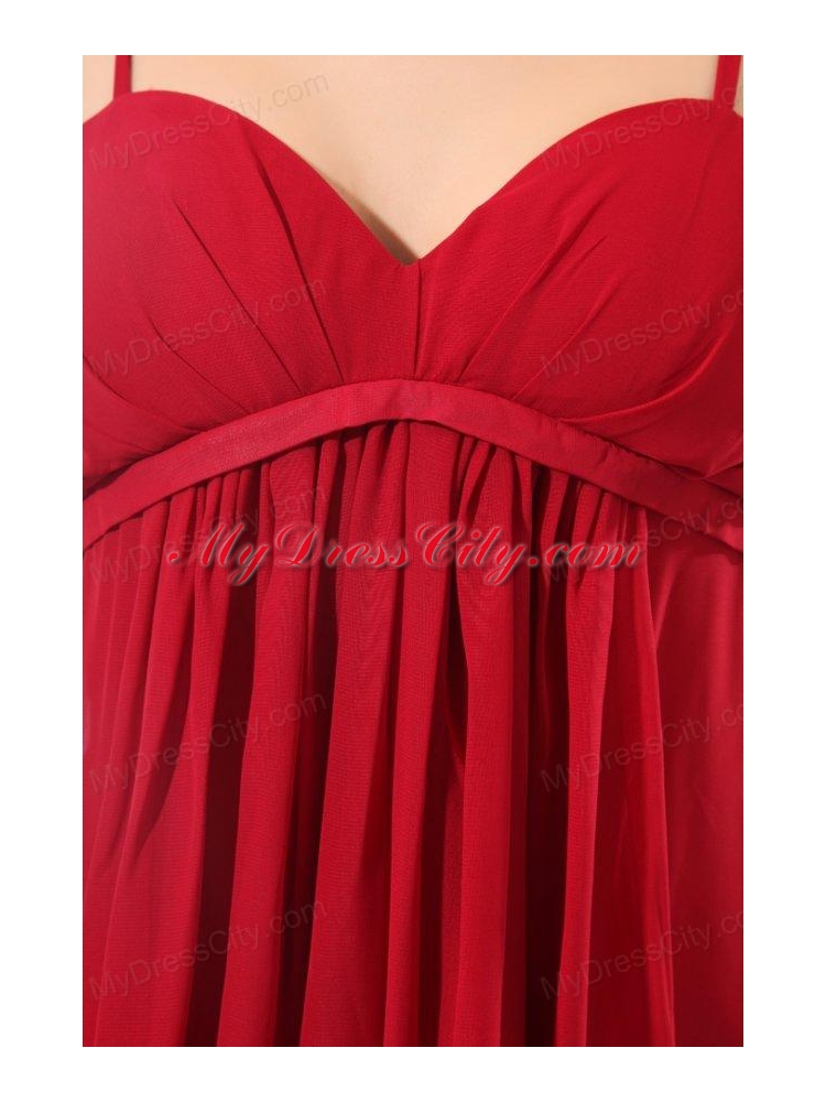 Empire Wine Red Ruching Chiffon Knee-length Prom Dress