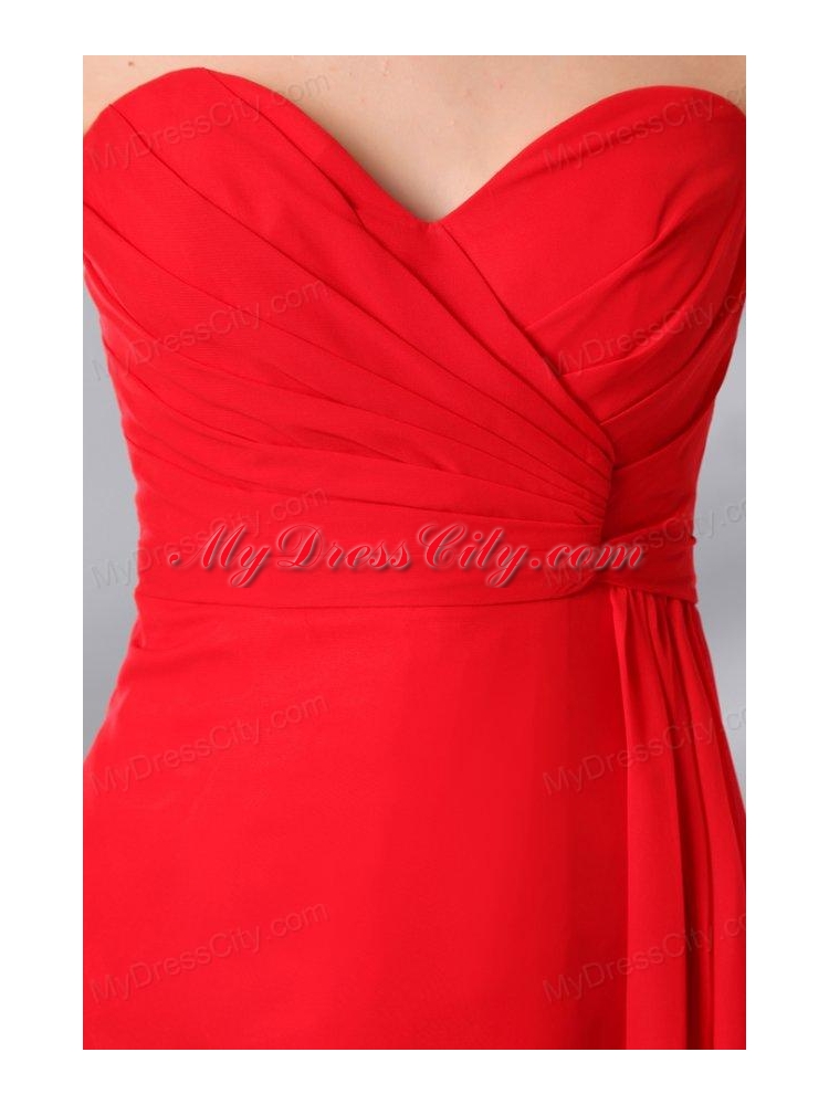 Red Sweetheart High Slit Sexy Empire Prom Dress with Side Zipper