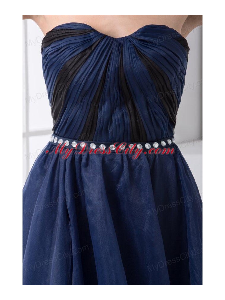 Empire Sweetheart Beading Ankle length Chiffon Navy Blue Prom Dress