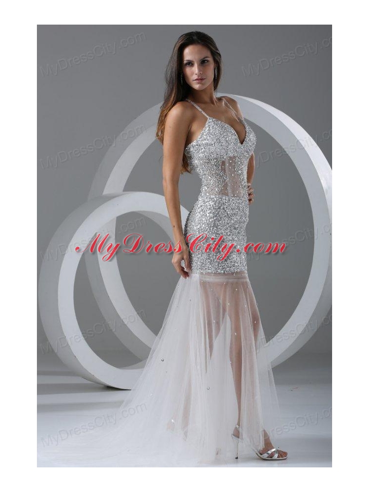 Sexy Mermaid Prom Dress with Spaghetti Straps Beading