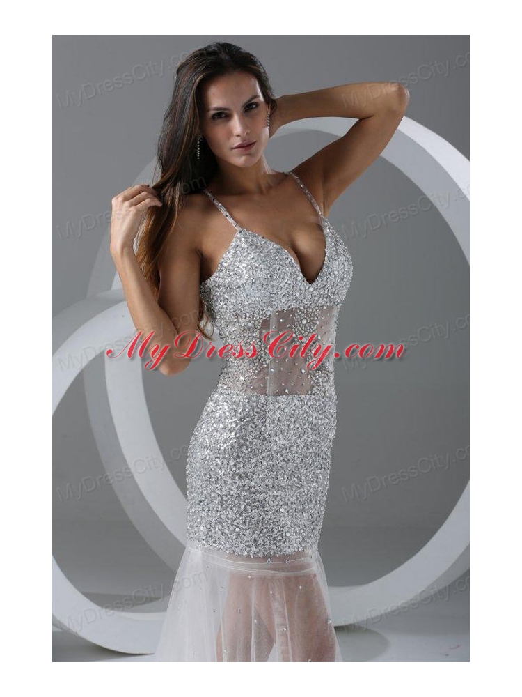 Sexy Mermaid Prom Dress with Spaghetti Straps Beading