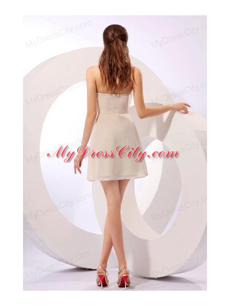 Champagne Chiffon Ruffles Prom Dress with Halter Top Mini-length