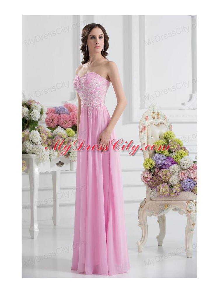 Empire Sweetheart Appliques Prom Dress in Baby Pink