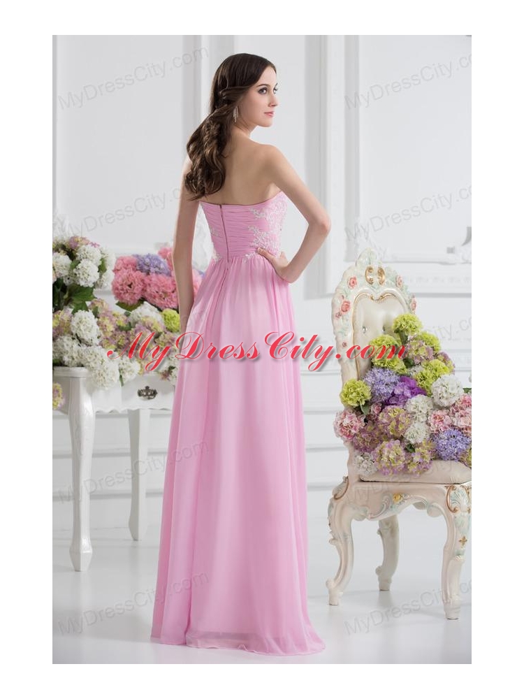 Empire Sweetheart Appliques Prom Dress in Baby Pink