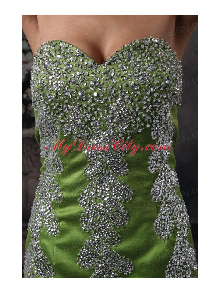 Olive Green Column Prom Dress with Sweetheart Beading