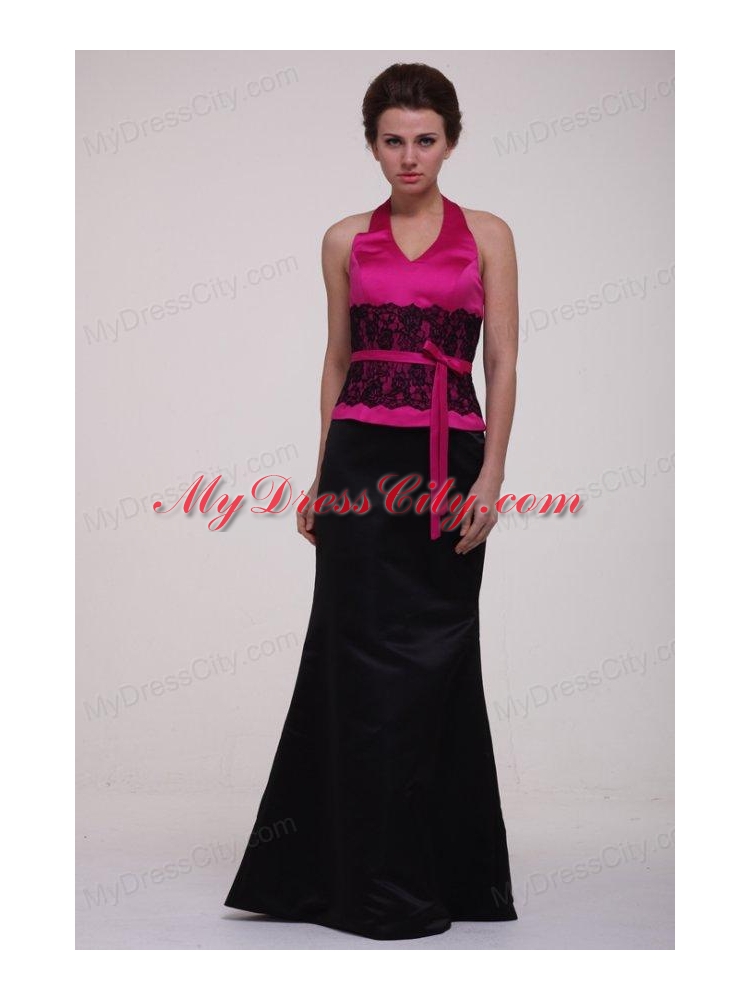 Red Empire Halter Long Beading Chiffon 2014 Prom Dress