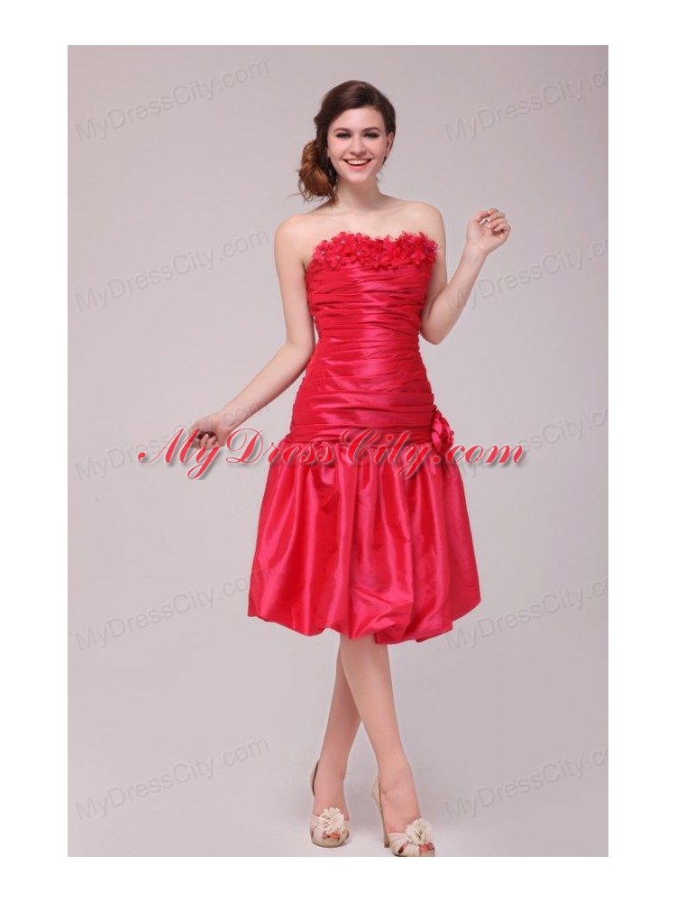 Red Mermaid Strapless Appliques and Ruching Prom Dress