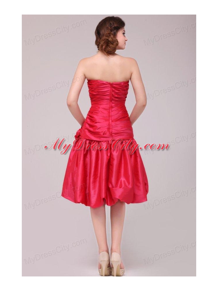 Red Mermaid Strapless Appliques and Ruching Prom Dress