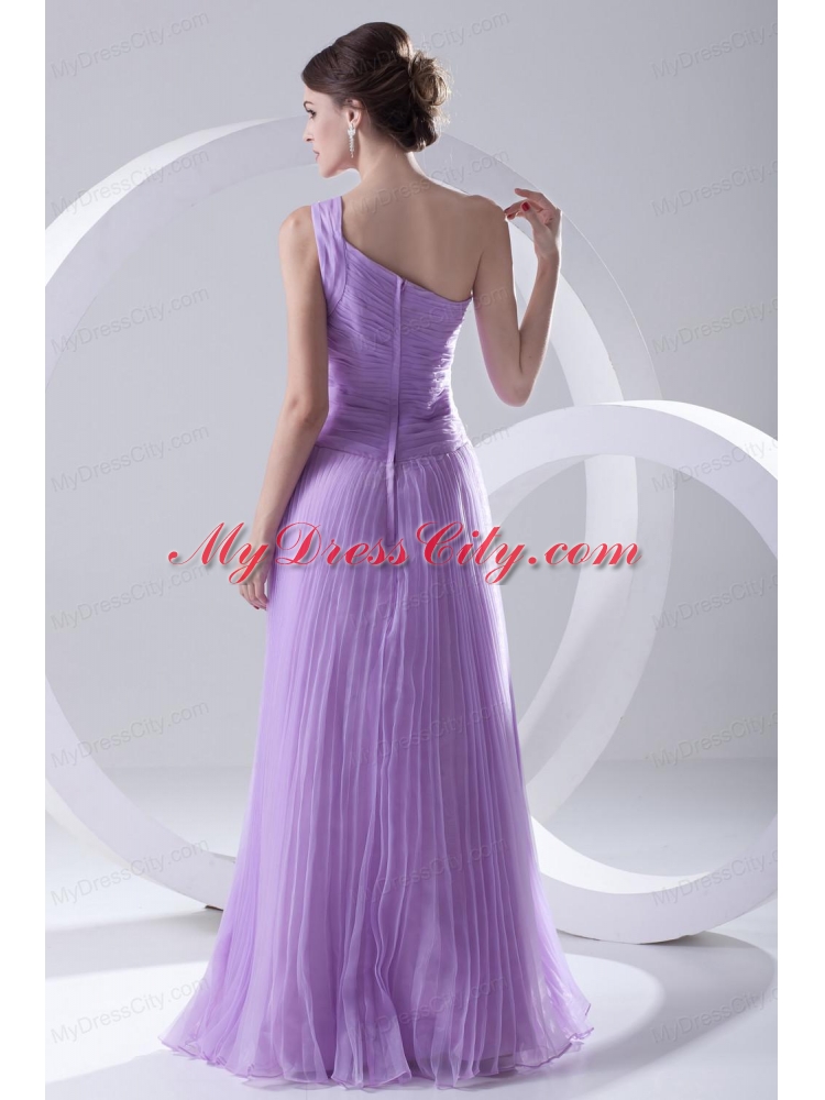 A-line One Shoulder Organza Floor-length Lavender Prom Dress