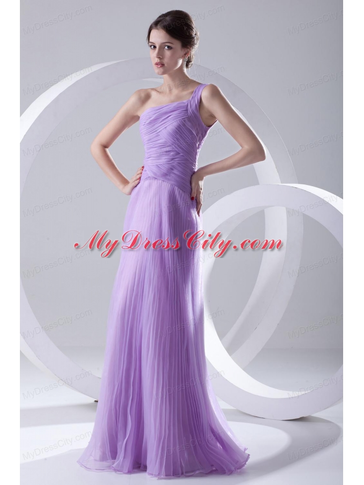 A-line One Shoulder Organza Floor-length Lavender Prom Dress