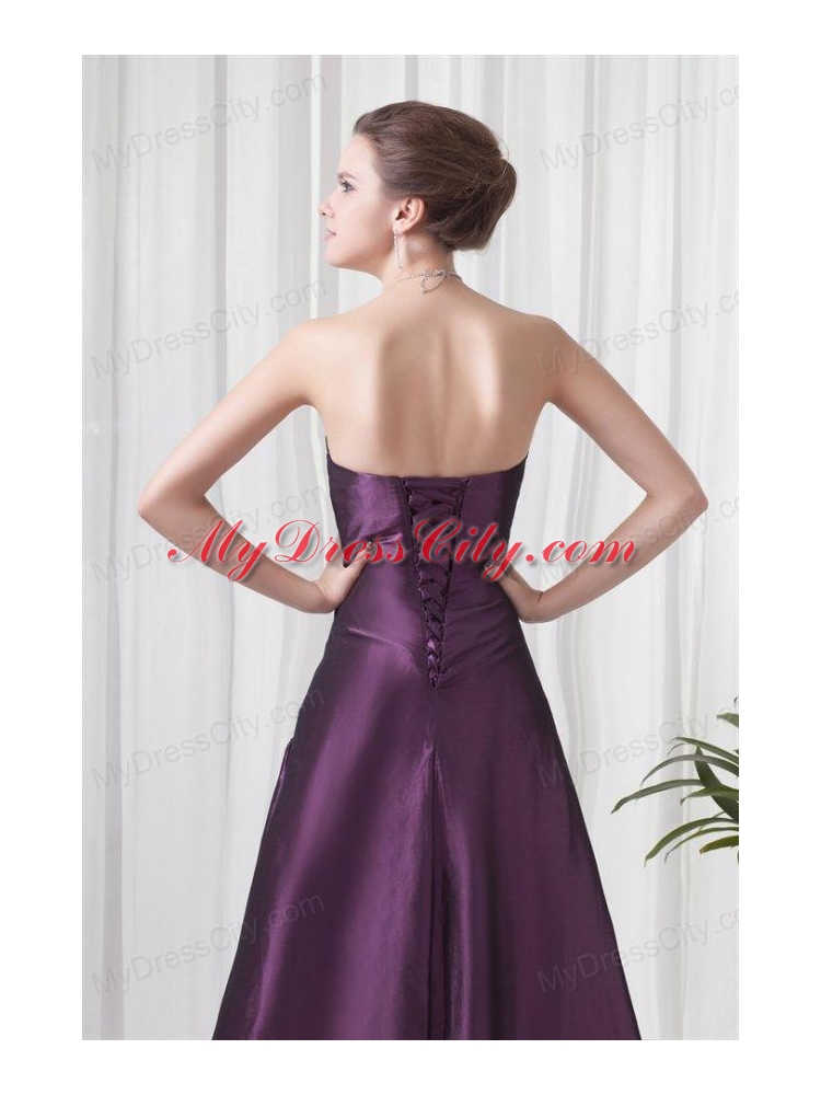 Empire Sweetheart Purple Appliques Long Lace Up Prom Dress