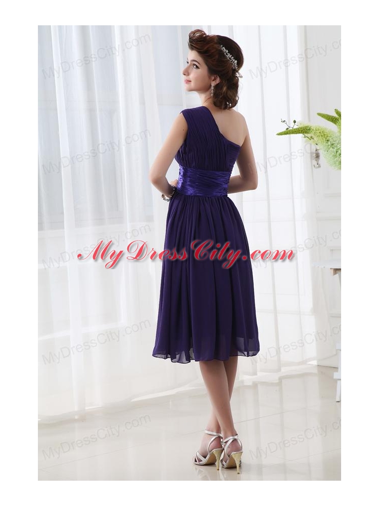 Lovely One Shoulder A-line Knee-length Prom Dress with Belt