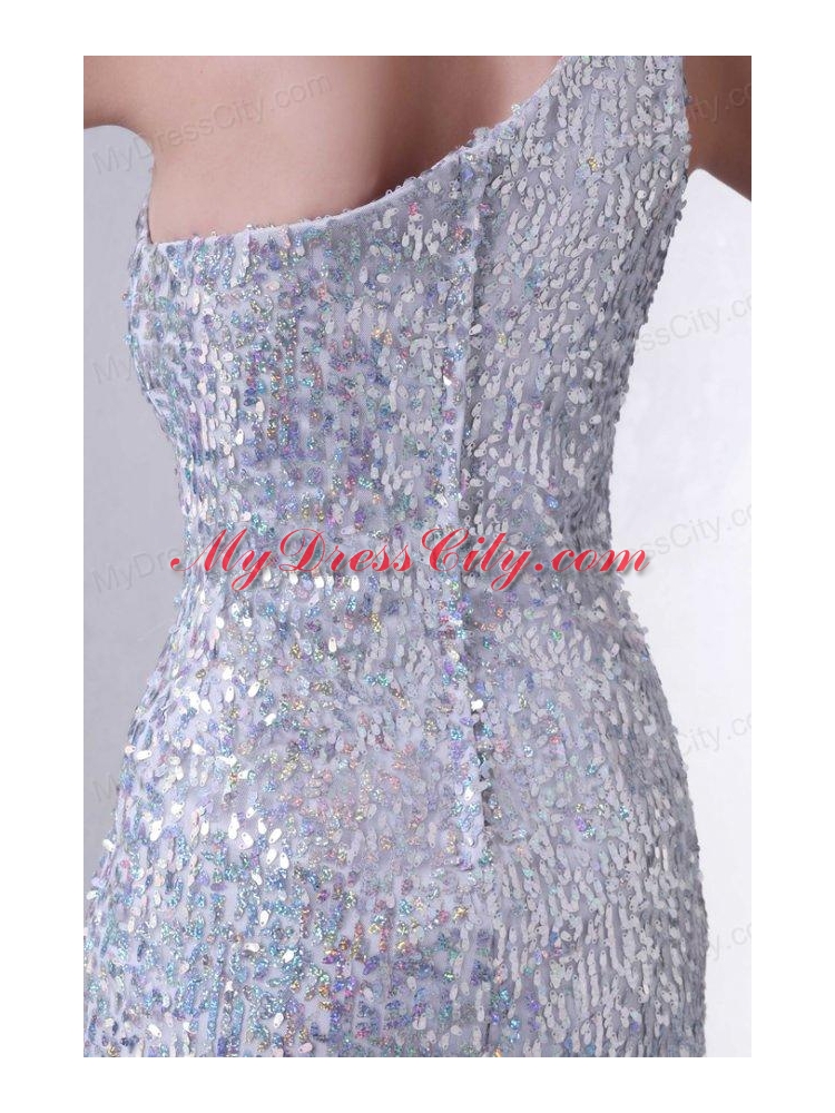 One Shoulder Column Mini-length Sequins Prom Dress for Night Club