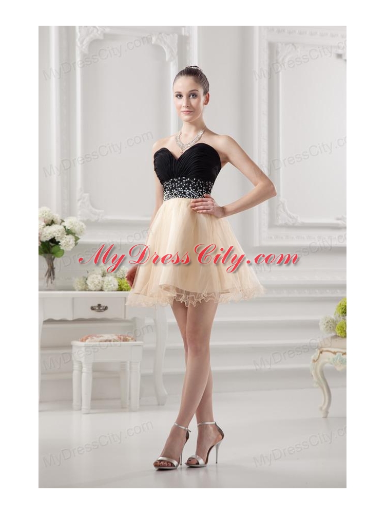 Sweetheart Organza Beading Organza Champagne Prom Dress