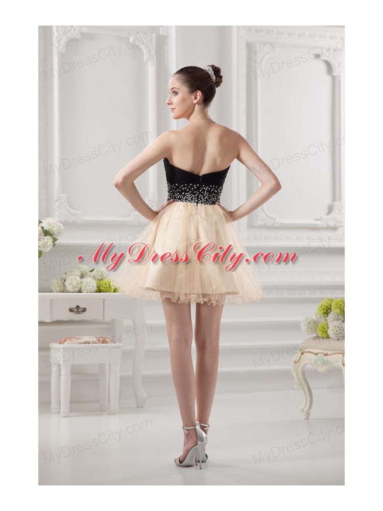 Sweetheart Organza Beading Organza Champagne Prom Dress