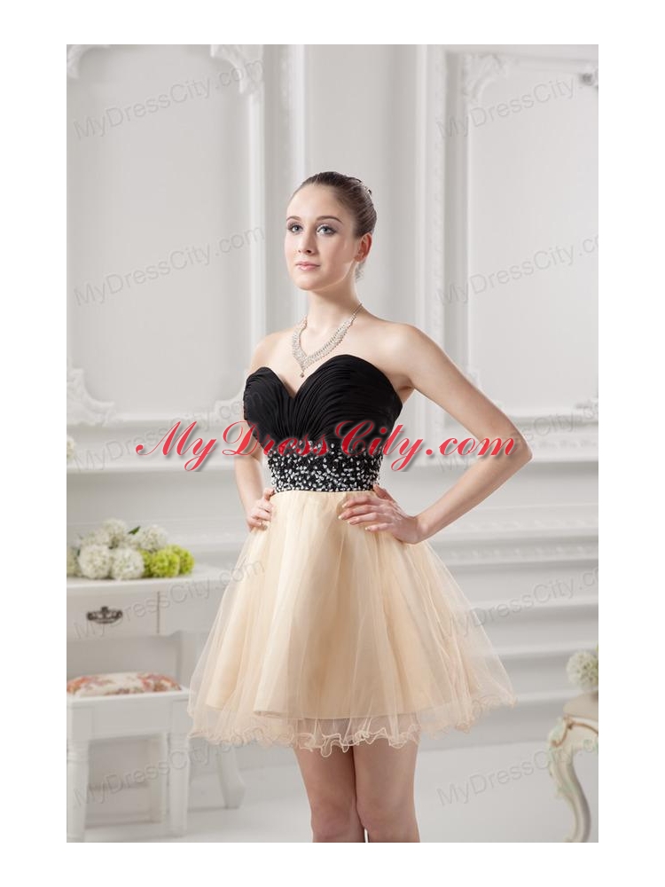 Sweetheart Organza Beading Organza Champagne Prom Dress