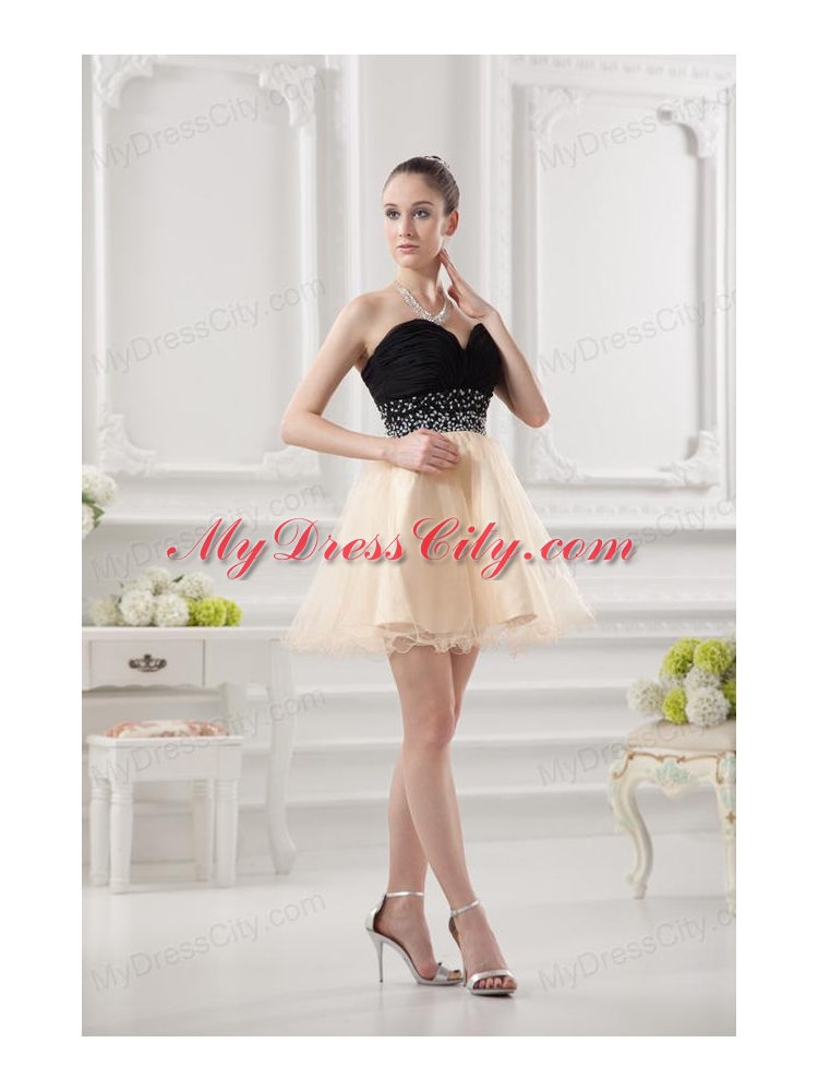 Sweetheart Organza Beading Organza Champagne Prom Dress