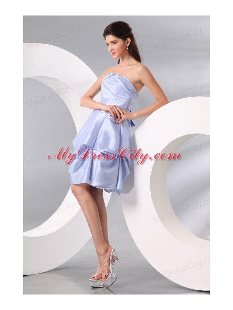 A-line Lavender Strapless Pick-ups Taffeta Prom Dress