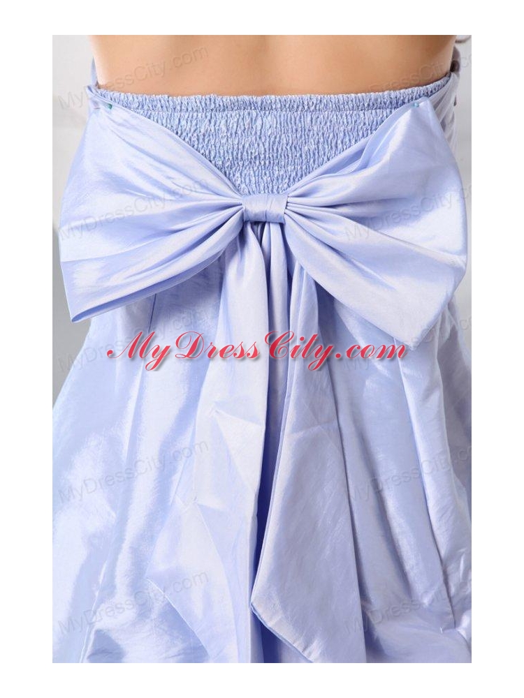 A-line Lavender Strapless Pick-ups Taffeta Prom Dress