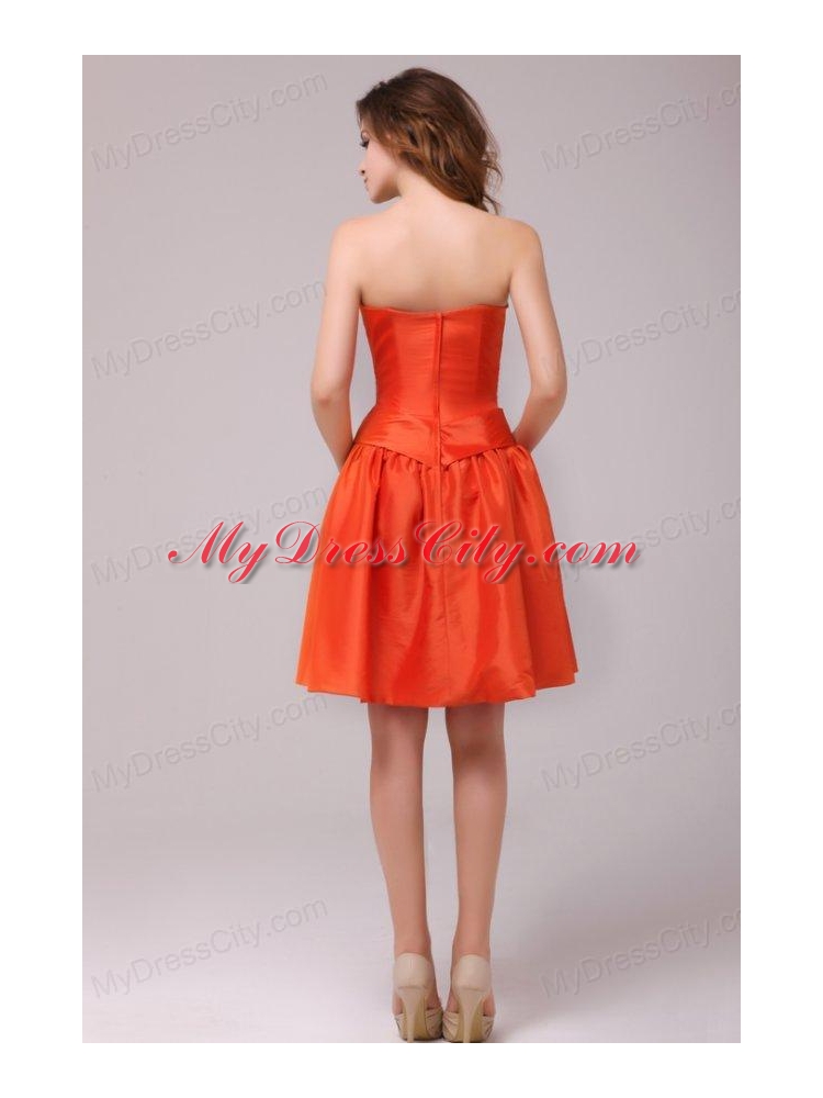 A-line Sweetheart Sashes Taffeta Orange Red Prom Dress