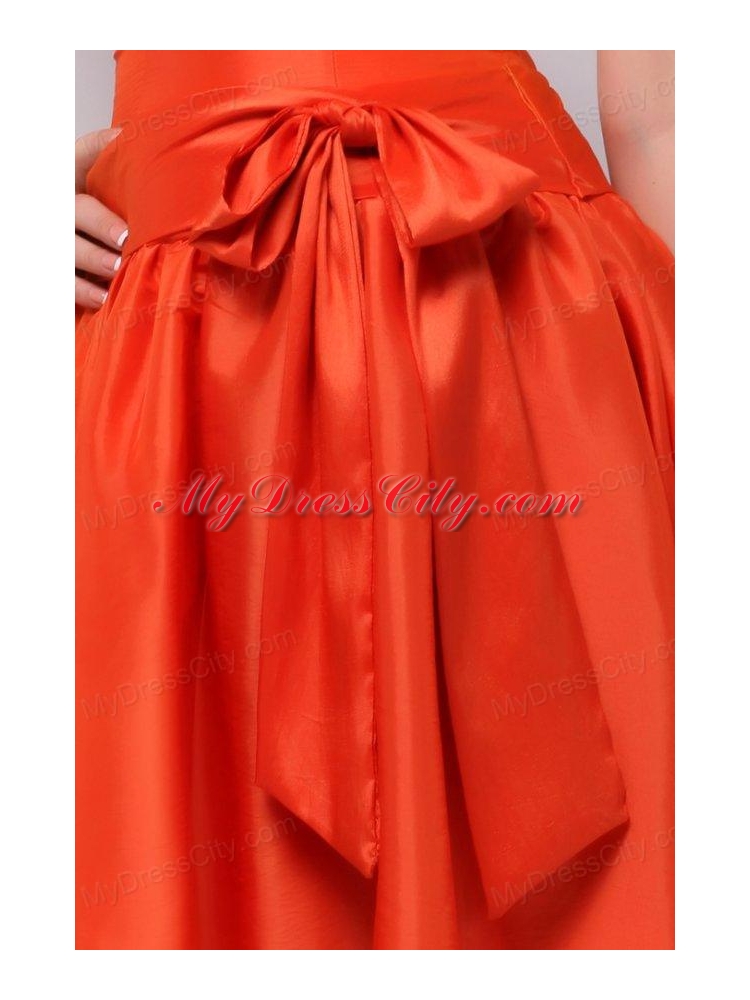 A-line Sweetheart Sashes Taffeta Orange Red Prom Dress