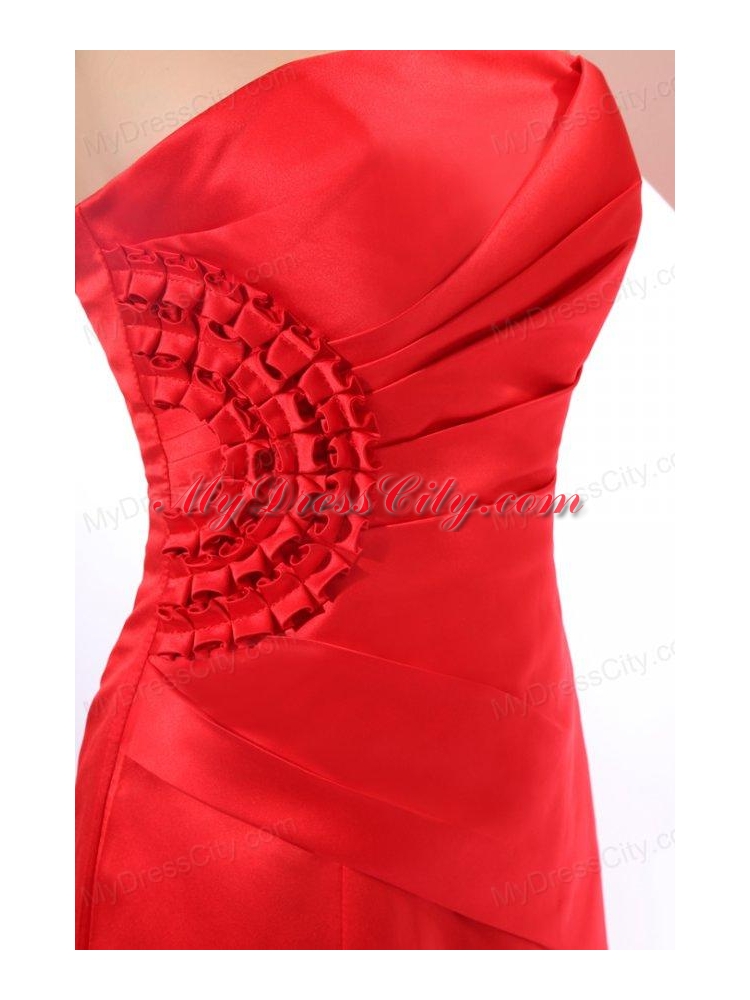 Brand New Strapless Mermaid Red Ruche Floor-length Prom Dress