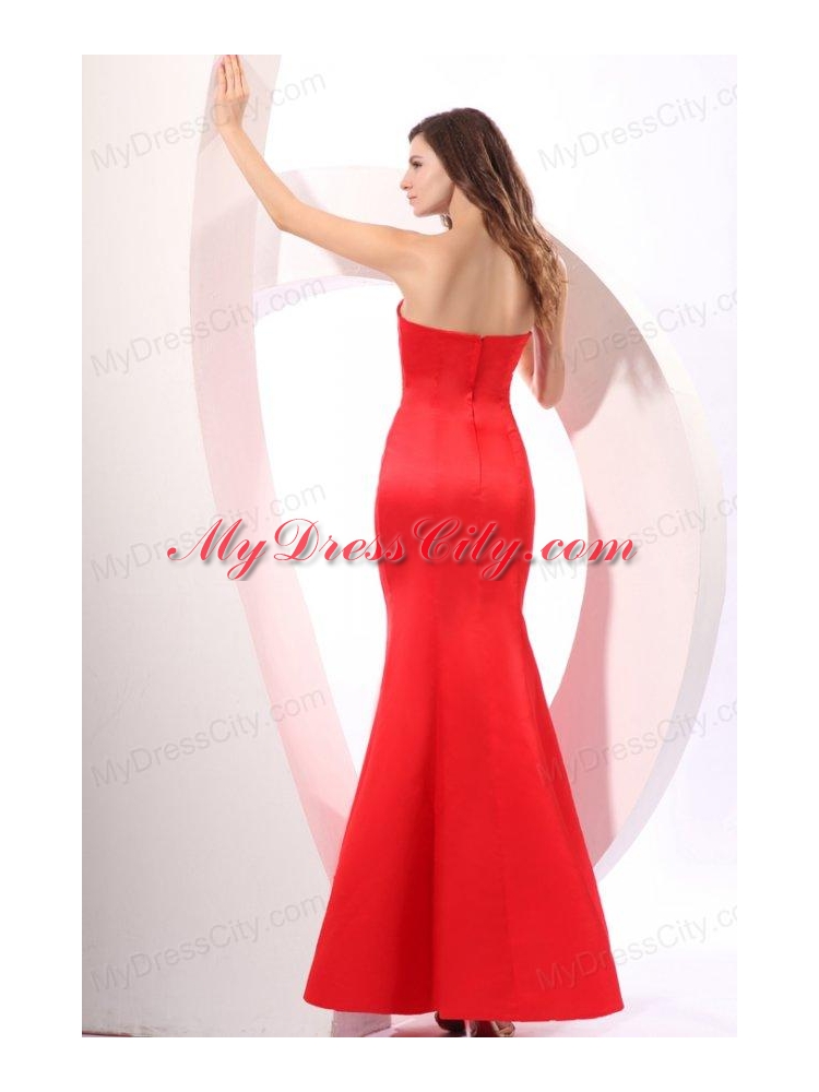 Brand New Strapless Mermaid Red Ruche Floor-length Prom Dress