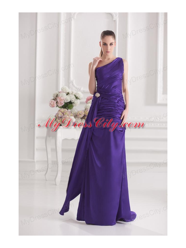 Column One Shoulder Floor-length Taffeta Prom Dress