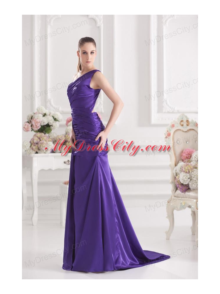 Column One Shoulder Floor-length Taffeta Prom Dress