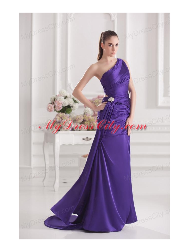 Column One Shoulder Floor-length Taffeta Prom Dress