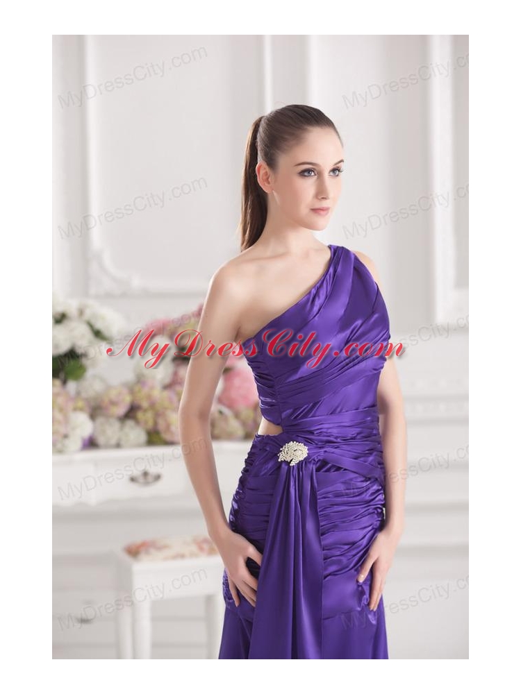 Column One Shoulder Floor-length Taffeta Prom Dress