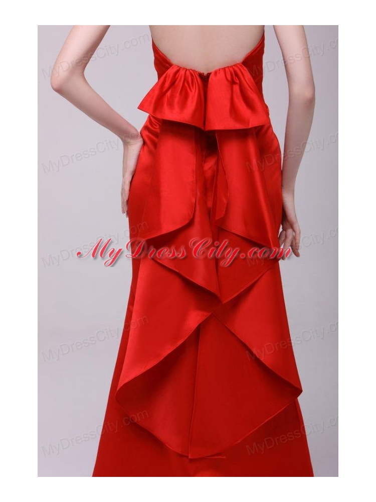 Column Sweetheart Floor-length Taffeta Red Prom Dress with Ruching