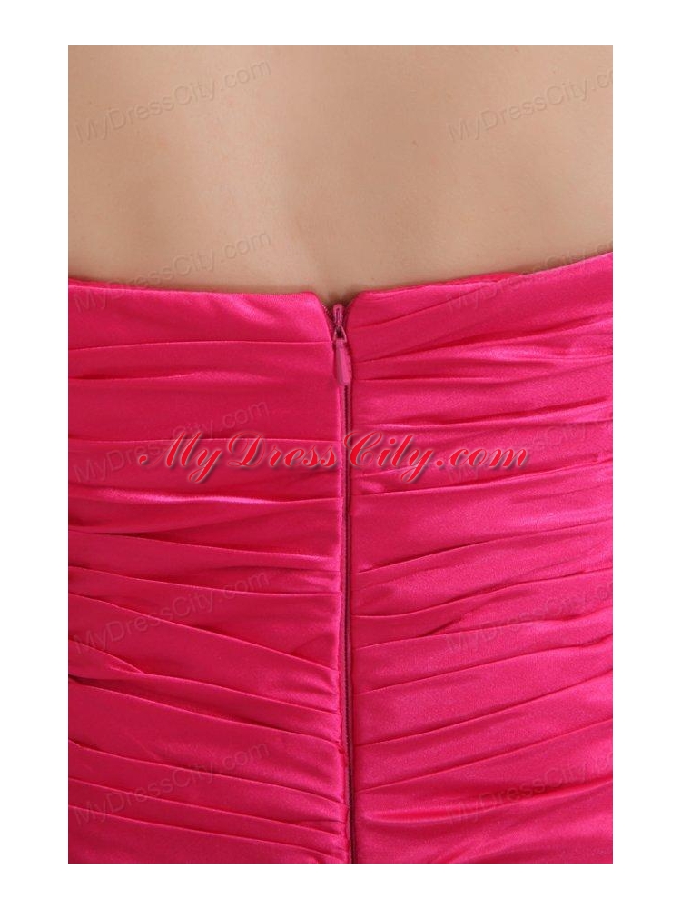 Hot Pink Sweetheart Ruching Mini-length Prom Dress